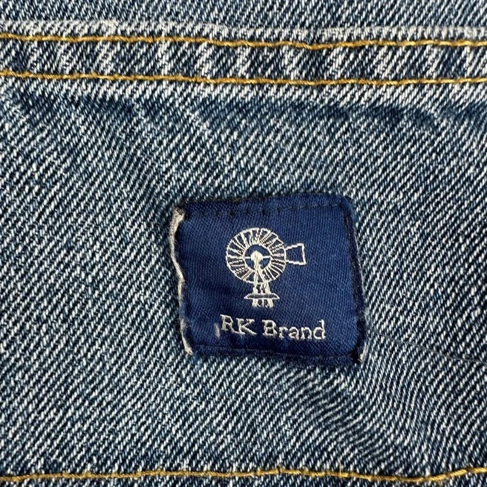 RK Brand Mens 34 Blue Denim Carpenter Shorts Raw Hem Distressed Workwear Cut Off